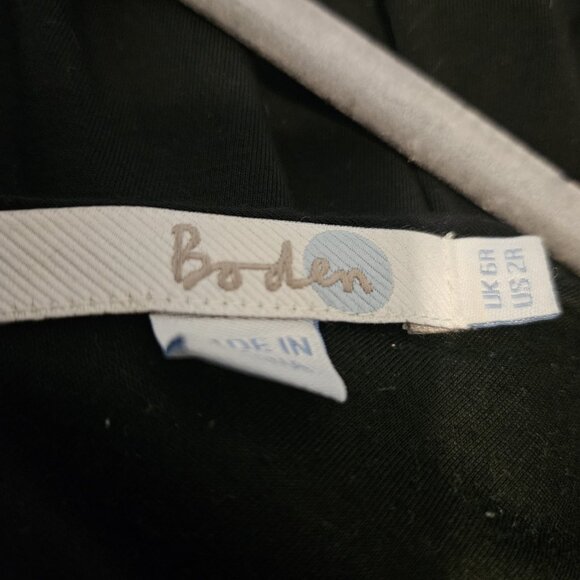 Boden Black V-Neck Wrap-Style Ruched Fit Flare Stretch Jersey Dress Womens US 2 - Picture 4 of 5